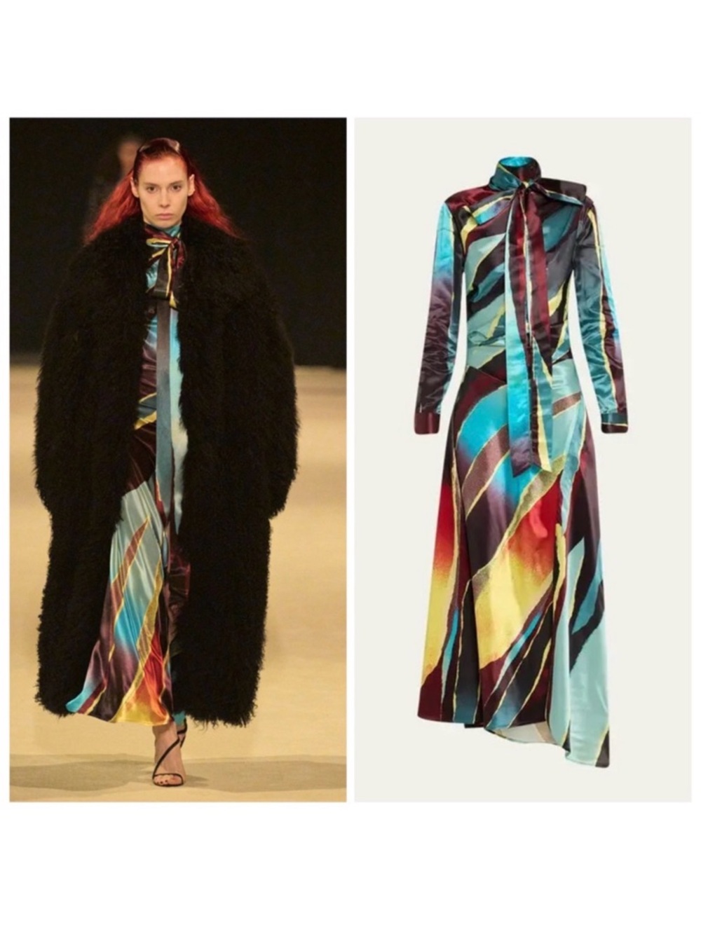 Christopher John Rogers Multicolor Maxi Dress Satin Scarf Neck 4 Formal NWT 🟡